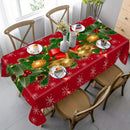 Christmas Festive Bells and Holly Rectangle Tablecloth Holiday Party Decor Waterproof Tablecloth for Table Christmas Decorations