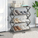 4-Layer Simple Shoe Rack Trapezoidal Shoes Organizer Space Saving Living Room Multifunctional Assembly Shoe Rack Home Supplies