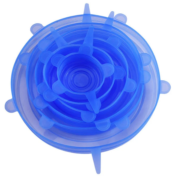 Tampas de Silicone Ajustáveis Reutilizáveis – Kit com 12 Unidades para Conservação de Alimentos