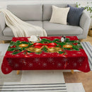 Christmas Festive Bells and Holly Rectangle Tablecloth Holiday Party Decor Waterproof Tablecloth for Table Christmas Decorations