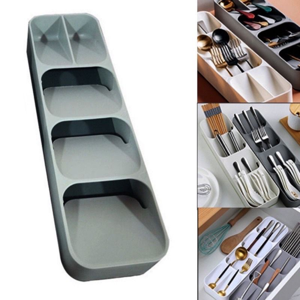 Porta Talheres Organizador 5 Divisórias Nichos Para Gaveta Bancada Multifuncional CK4826