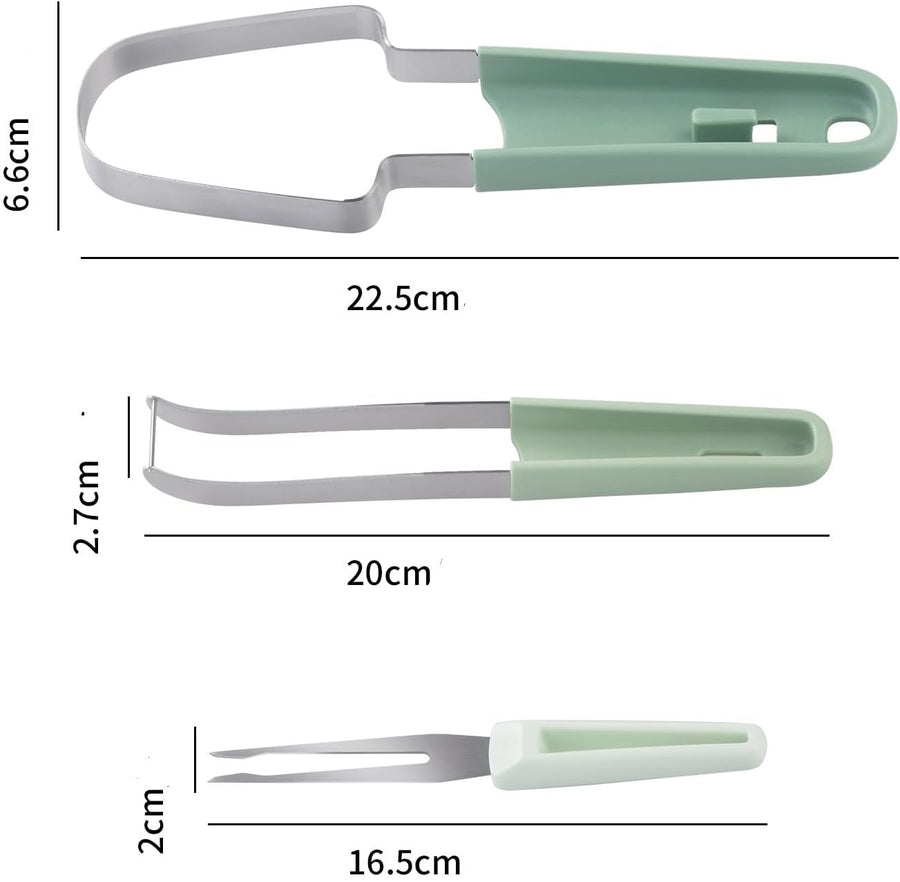 Kit 3 em 1 para corte de melancia e melão em aço inox