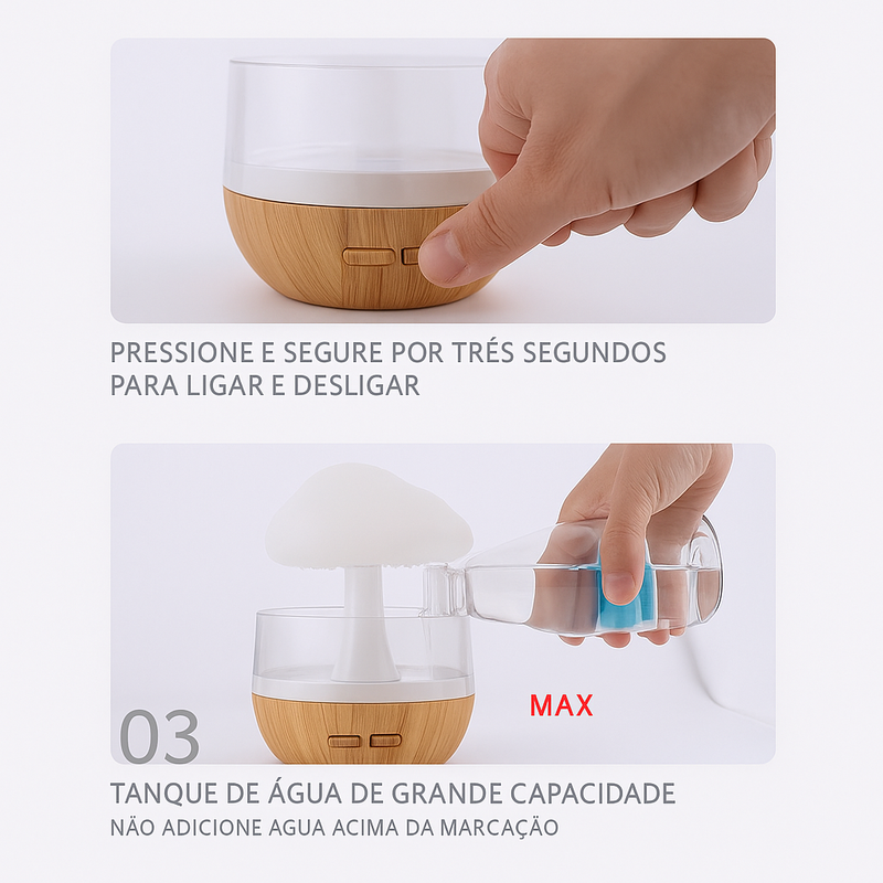 Umidificador nuvem de chuva colorida  aromatizador e luminária FRETE GRÁTIS
