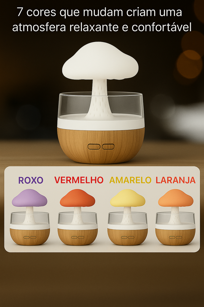 Umidificador nuvem de chuva colorida  aromatizador e luminária FRETE GRÁTIS