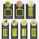 Fatiador manual de legumes 16 em 1 em aço inox com recipiente coletor