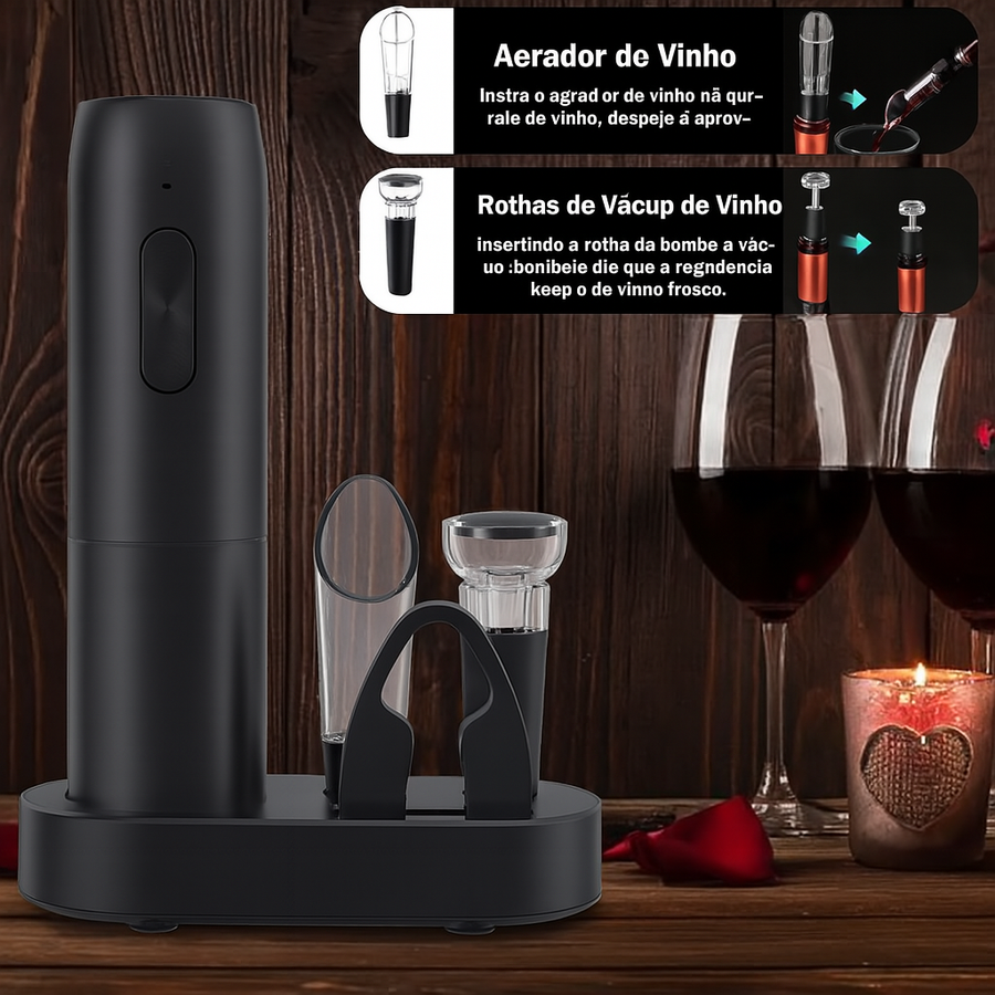 Abridor de Vinho Elétrico Recarregável USB