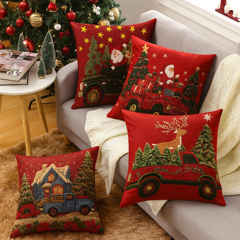 Capa de Almofada Decorativa Natalina (Peachskin)