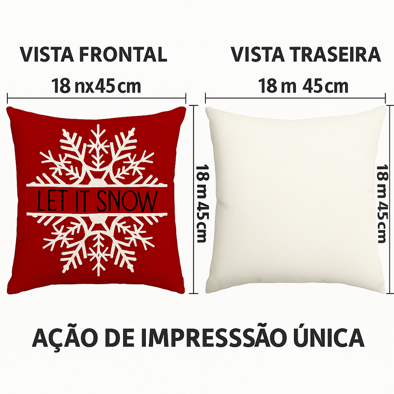 Capa de almofada de Natal Vermelhas – Kit 4 Capas Decorativas