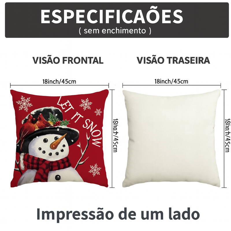 Kit 4 Capas de Almofada Natalinas 45x45cm