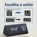 Despertador Digital de Madeira com LED e 3 Alarmes