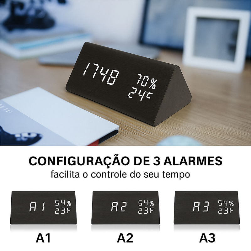 Relógio Despertador Digital LED de Mesa –hora , data, temperatura.