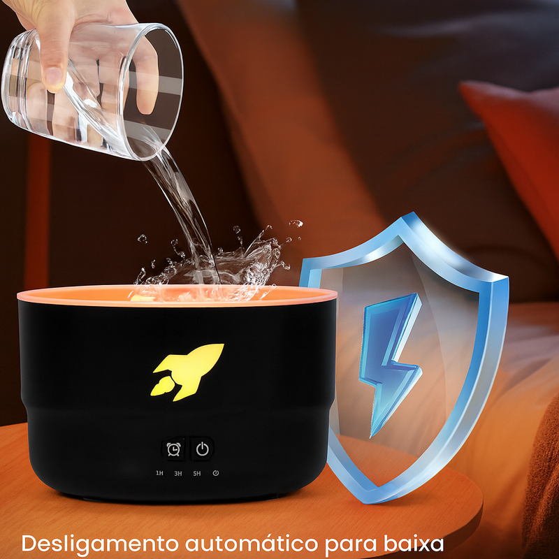 Difusor Canhão 3 em 1 — Névoa, Aroma e Luz para o Seu Relaxamento Perfeito