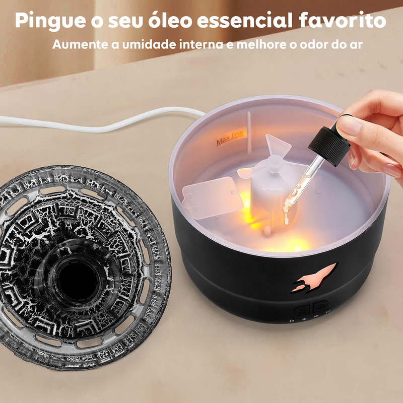 Difusor Canhão 3 em 1 — Névoa, Aroma e Luz para o Seu Relaxamento Perfeito