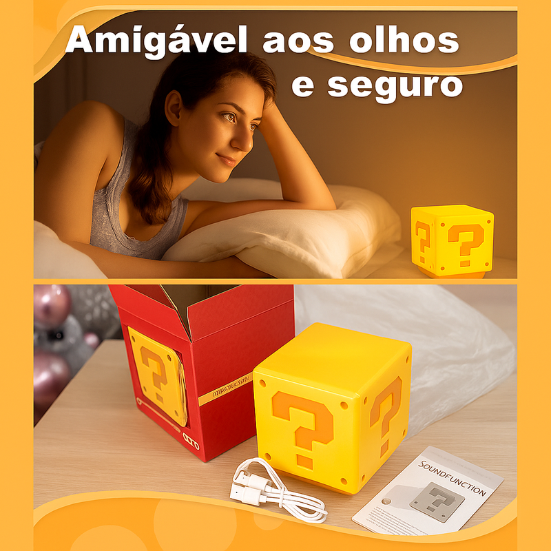 Luminária LED Bloco Mario com Som e USB