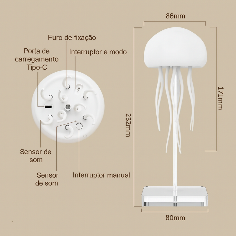 Luminária Água-Viva RGB – Decoração Relaxante |