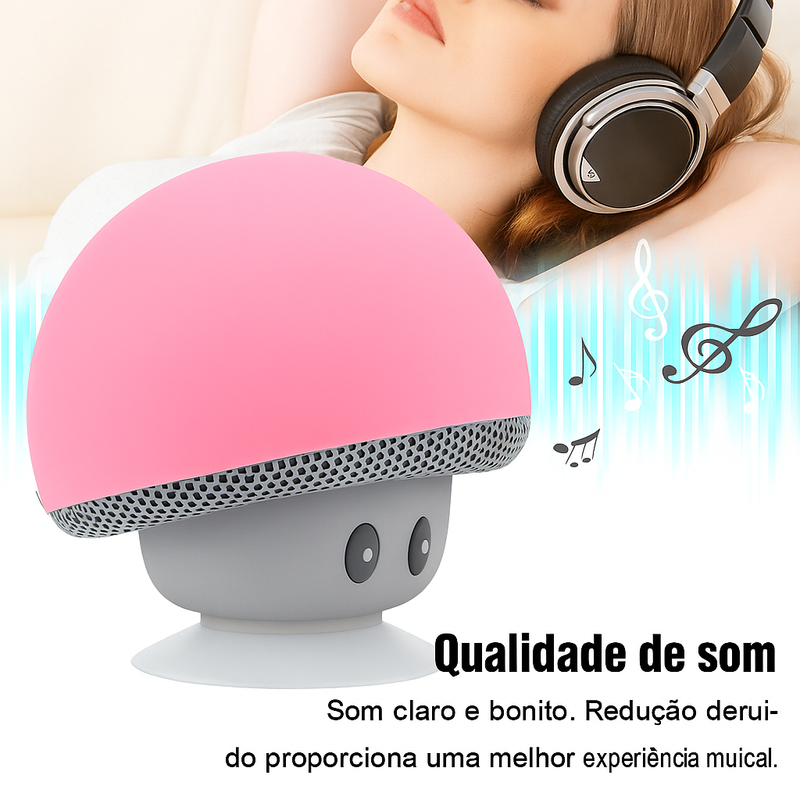 Mini Caixa de Som Bluetooth Cogumelo  portátil suporte ventosa