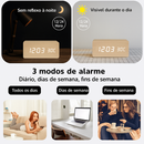 Despertador Digital de Madeira com LED e 3 Alarmes