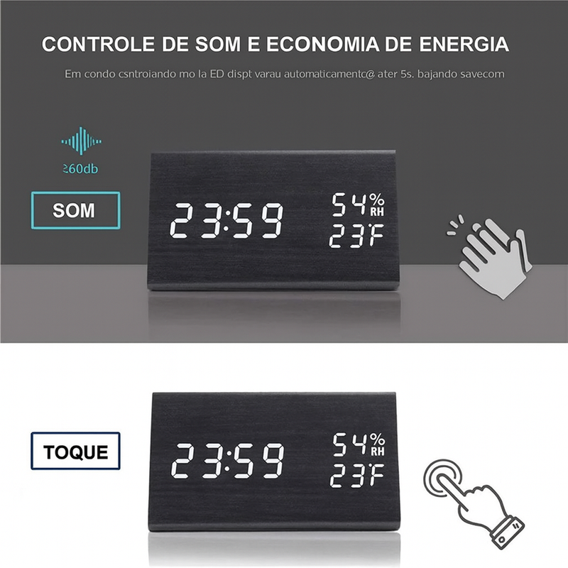 Relógio Despertador Digital LED de Mesa –hora , data, temperatura.