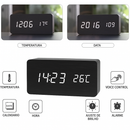 Despertador Digital de Madeira com LED e 3 Alarmes