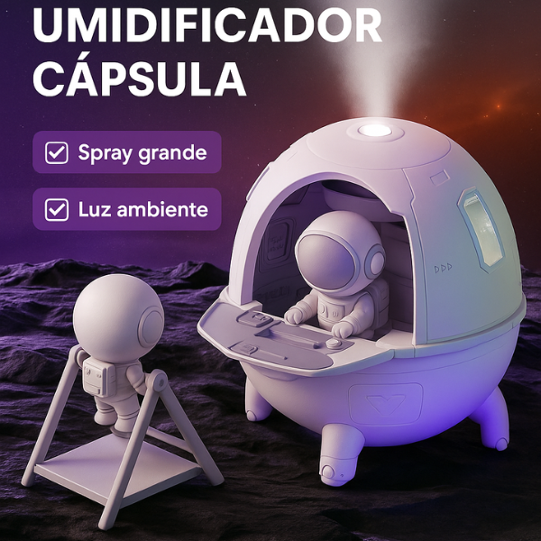 Umidificador de Ar Astronauta 220ml Luz LED Colorida Frete Grátis