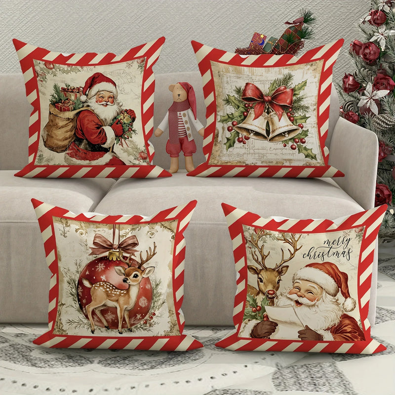 Fronhas Natalinas Decorativas Papai Noel e Cervo
