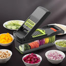 Fatiador manual de legumes 16 em 1 em aço inox com recipiente coletor