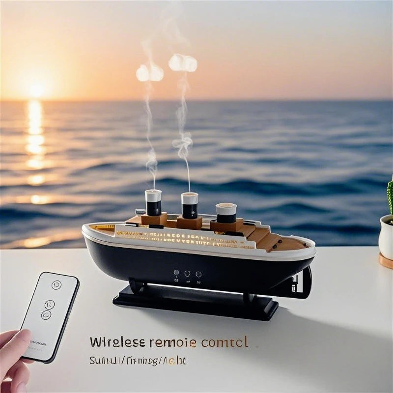 Titanic Ship Model  Air Humidifier 250ml Essential Oil DiffuserJellyfish Smoke Ring Spray Aroma Diffuser Night Light for Home