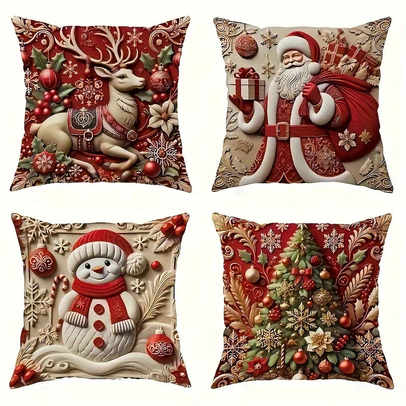 1pc, Christmas Old Man Elk Pillowcase, Christmas Party Decoration, Home Decoration, Bedding Decoration