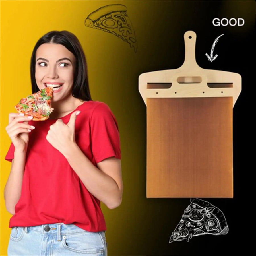 Pá de Pizza Deslizante Dobrável com Cabo de Madeira + Frete Grátis - Tododia Lar