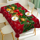 Christmas Festive Bells and Holly Rectangle Tablecloth Holiday Party Decor Waterproof Tablecloth for Table Christmas Decorations