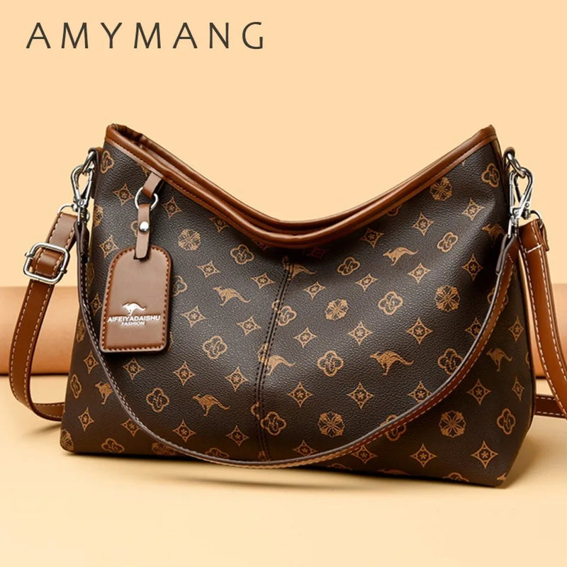 Bolsa Amymang  Feminina Retrô com Alça Superior Couro Sintético