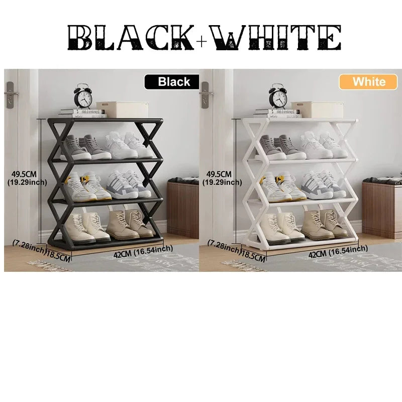 4-Layer Simple Shoe Rack Trapezoidal Shoes Organizer Space Saving Living Room Multifunctional Assembly Shoe Rack Home Supplies