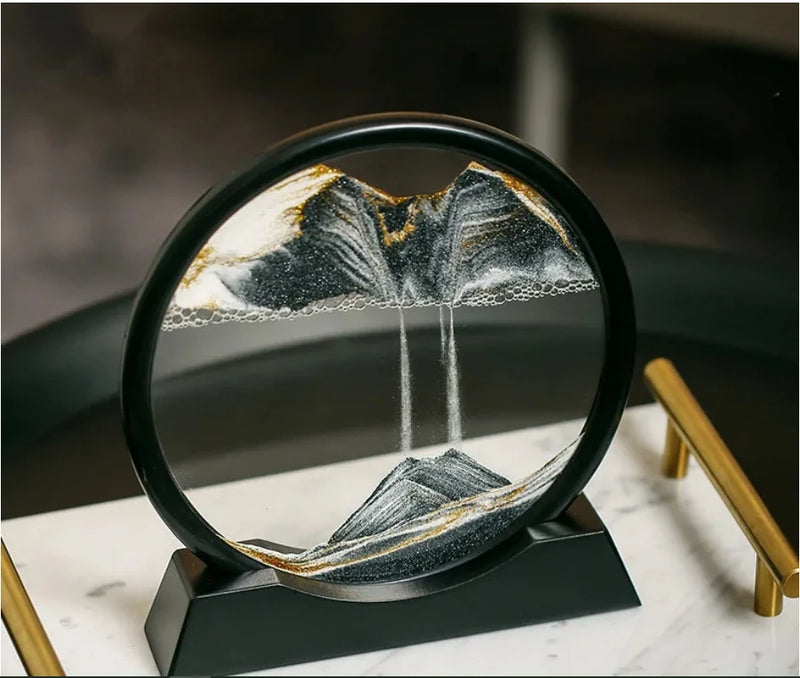 Ampulheta 3D Hipnótica – Elegância e Relaxamento