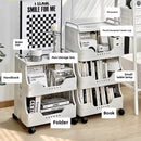 Household Bookshelf Multi-layer Wheeled Floor-standing Storage Rack Book Storage Shelf Simple Movable Student Bookcase Trolley