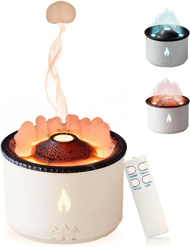 Umidificador Vulcão 360ml – Chama Realista e Aromaterapia