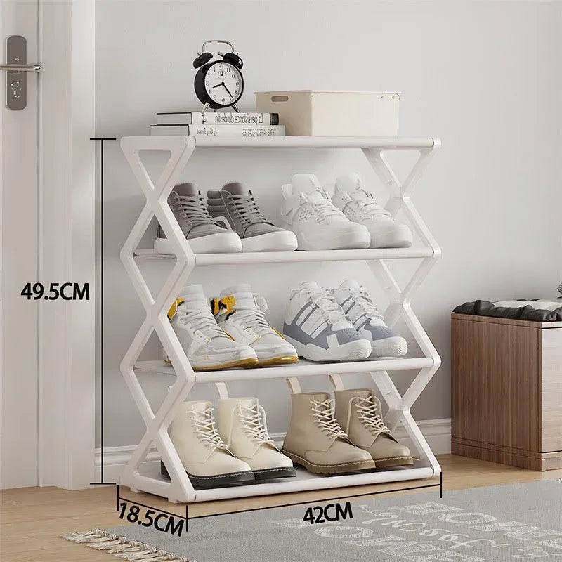 4-Layer Simple Shoe Rack Trapezoidal Shoes Organizer Space Saving Living Room Multifunctional Assembly Shoe Rack Home Supplies