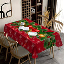 Christmas Festive Bells and Holly Rectangle Tablecloth Holiday Party Decor Waterproof Tablecloth for Table Christmas Decorations