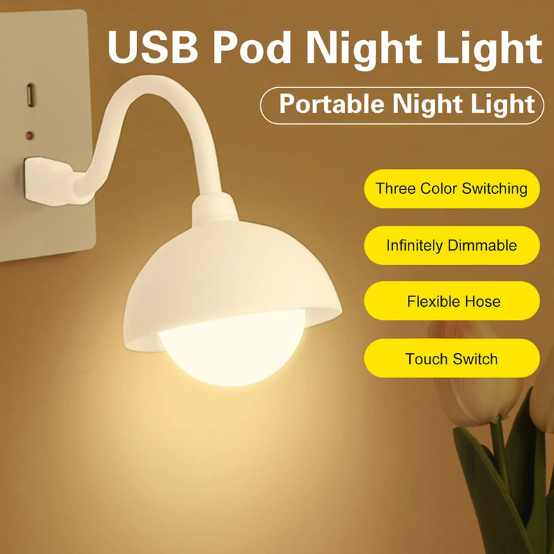 DC 5V USB Plug and Play Smart Night Light Remote Control Touch Switch LED Bedside Lamp