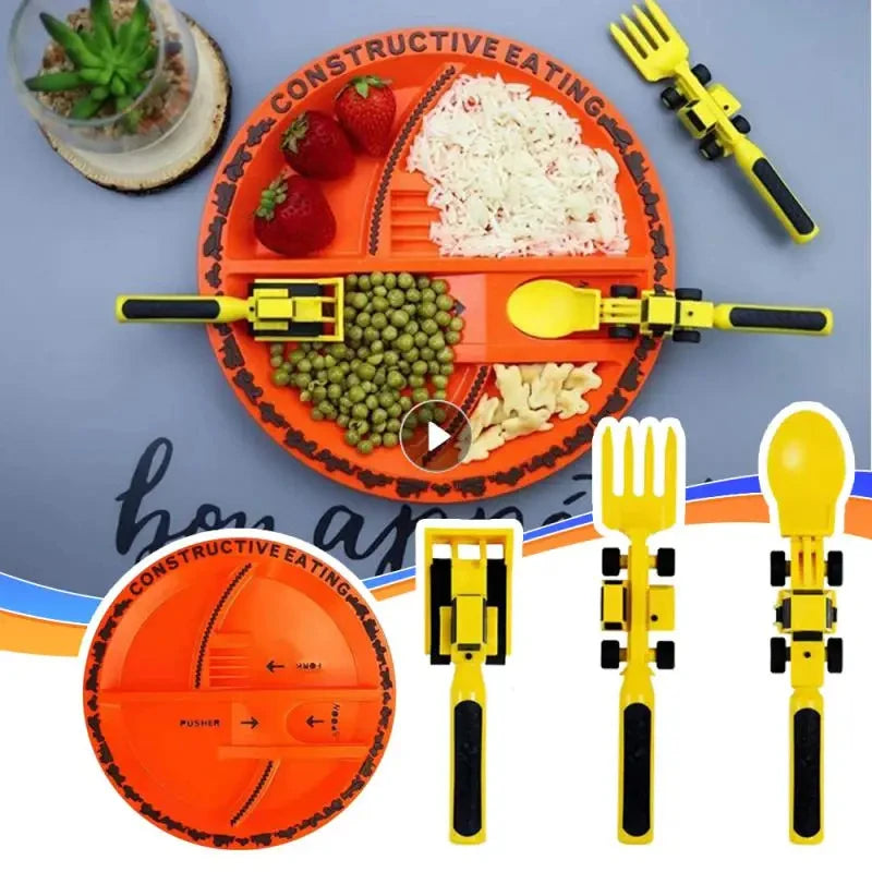 Kit Criativo de Talheres e Prato Infantil para Refeições Divertidas +Frete Grátis