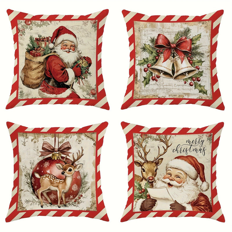 Fronhas Natalinas Decorativas Papai Noel e Cervo