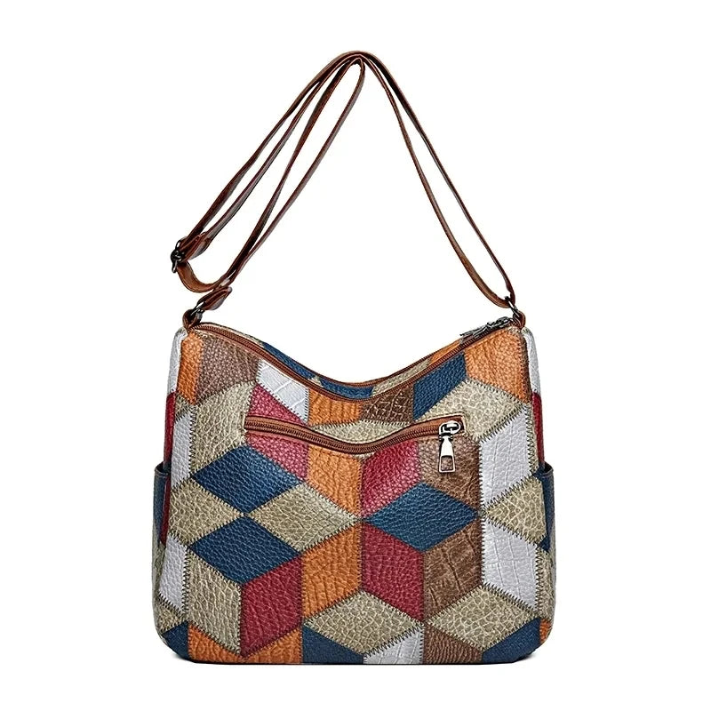 Bolsa Colorida Estampada em Couro Ecológico FRETE GRÀTIS