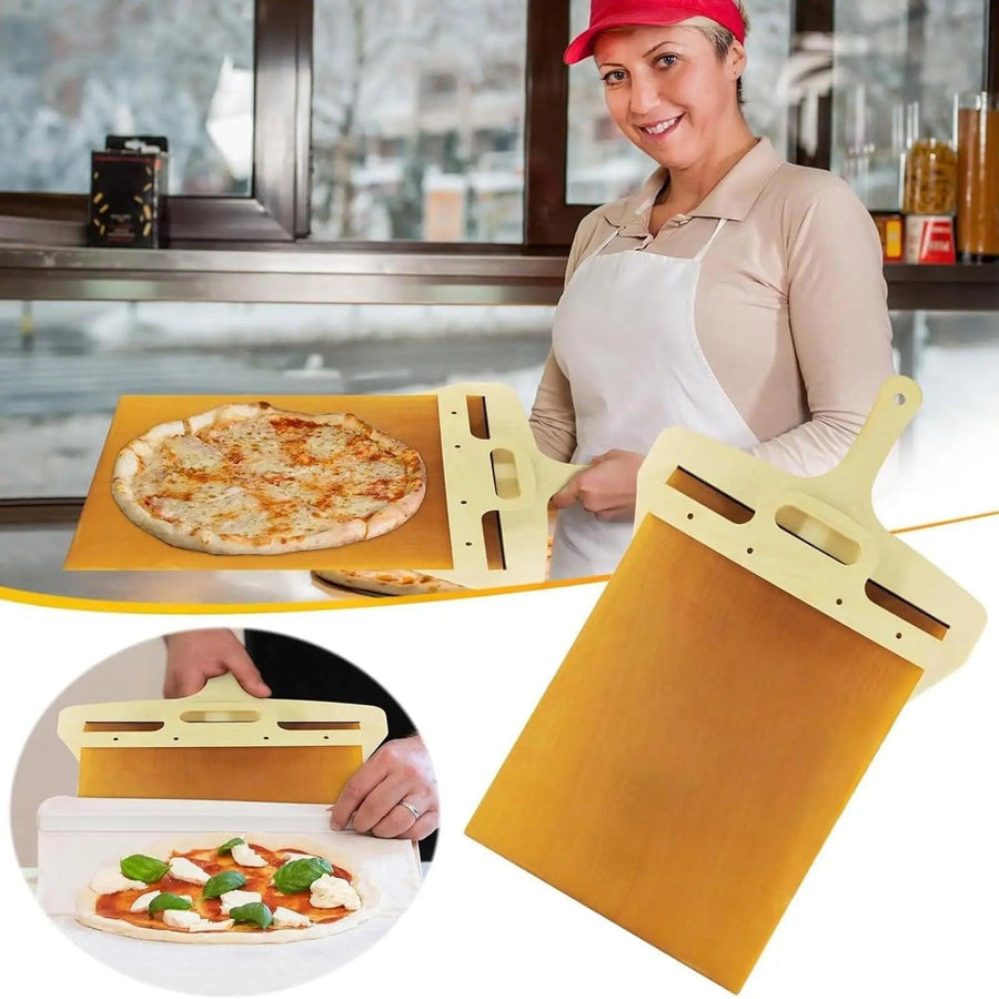 Pá de Pizza Deslizante Dobrável com Cabo de Madeira + Frete Grátis - Tododia Lar
