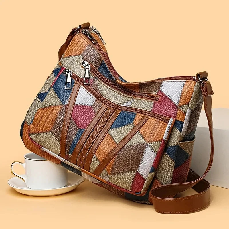Bolsa Colorida Estampada em Couro Ecológico FRETE GRÀTIS