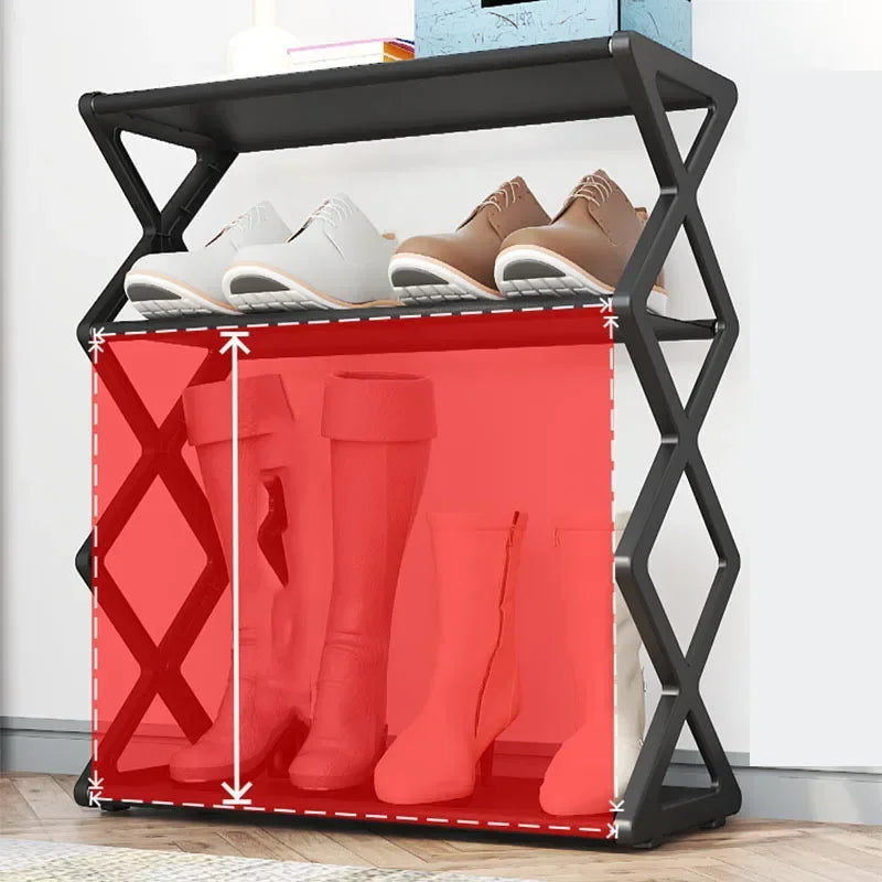 4-Layer Simple Shoe Rack Trapezoidal Shoes Organizer Space Saving Living Room Multifunctional Assembly Shoe Rack Home Supplies