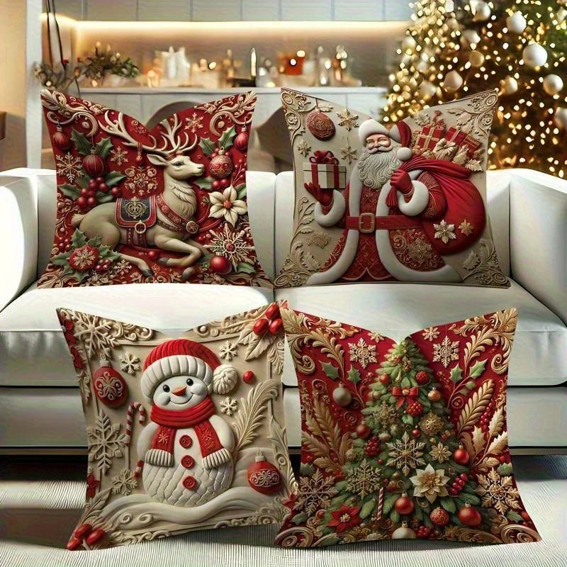 1pc, Christmas Old Man Elk Pillowcase, Christmas Party Decoration, Home Decoration, Bedding Decoration