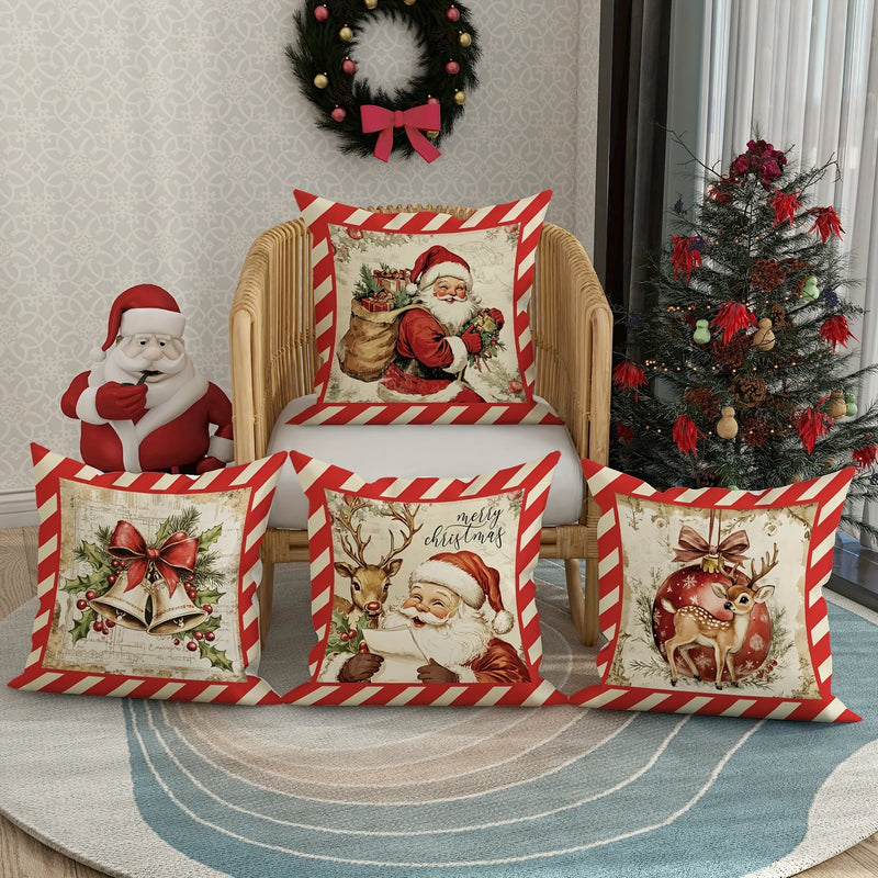 Fronhas Natalinas Decorativas Papai Noel e Cervo