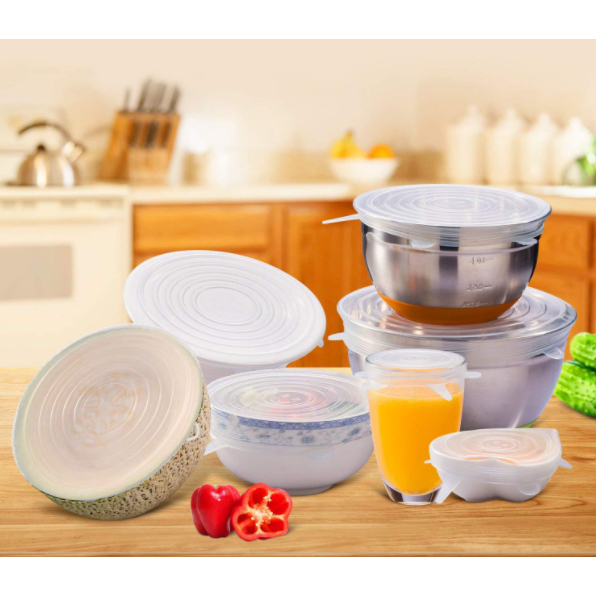 24 Pcs Tampa Silicone Elastica Reutilizável À Prova Sopa De Fugas Para Cozinha