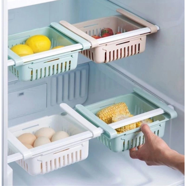 Kit 1/2/3/4/5 Cesto Organizador de Geladeira Gaveta Extra Multi-uso Basta Encaixar