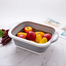 Escorredor E Tabua Cesta De Alimentos Dobrável Retrátil Silicone 3 Em 1 Multifuncional Cozinha