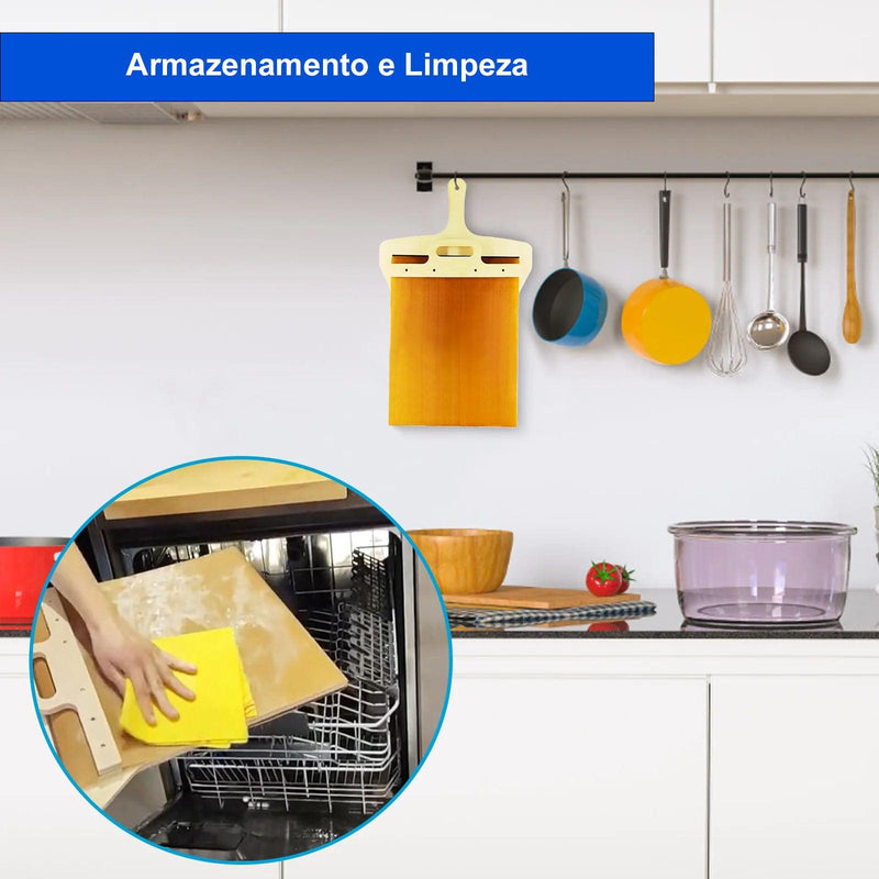 Pá de Pizza Deslizante Dobrável com Cabo de Madeira + Frete Grátis - Tododia Lar